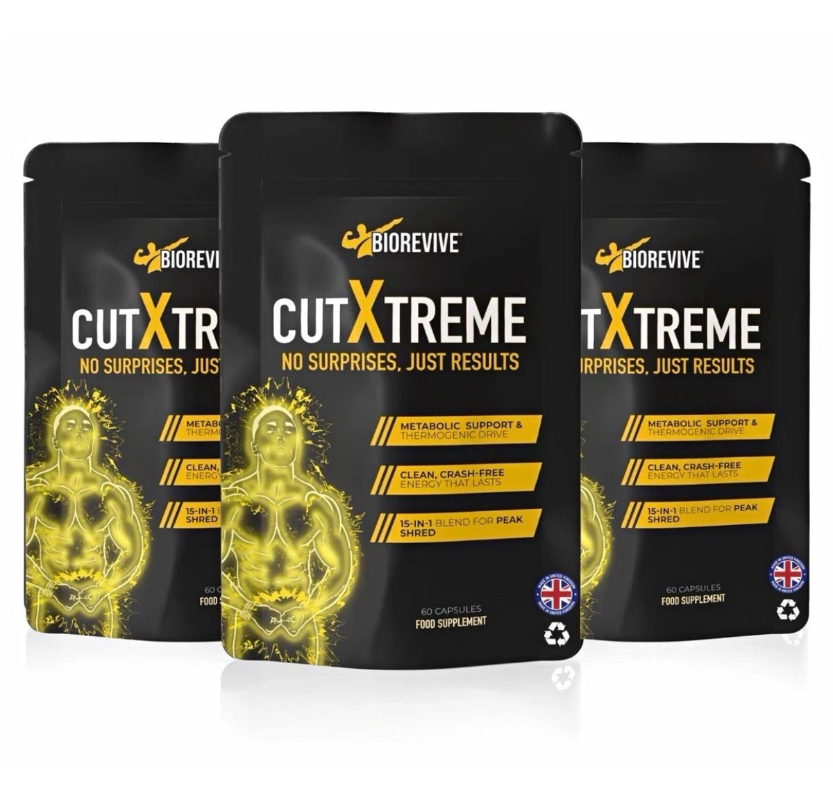 BioRevive Cut Xtreme Fitness Supplement – Energy, Focus & Wellness Support | L-Carnitine, Green Tea, B Vitamins & Caffeine