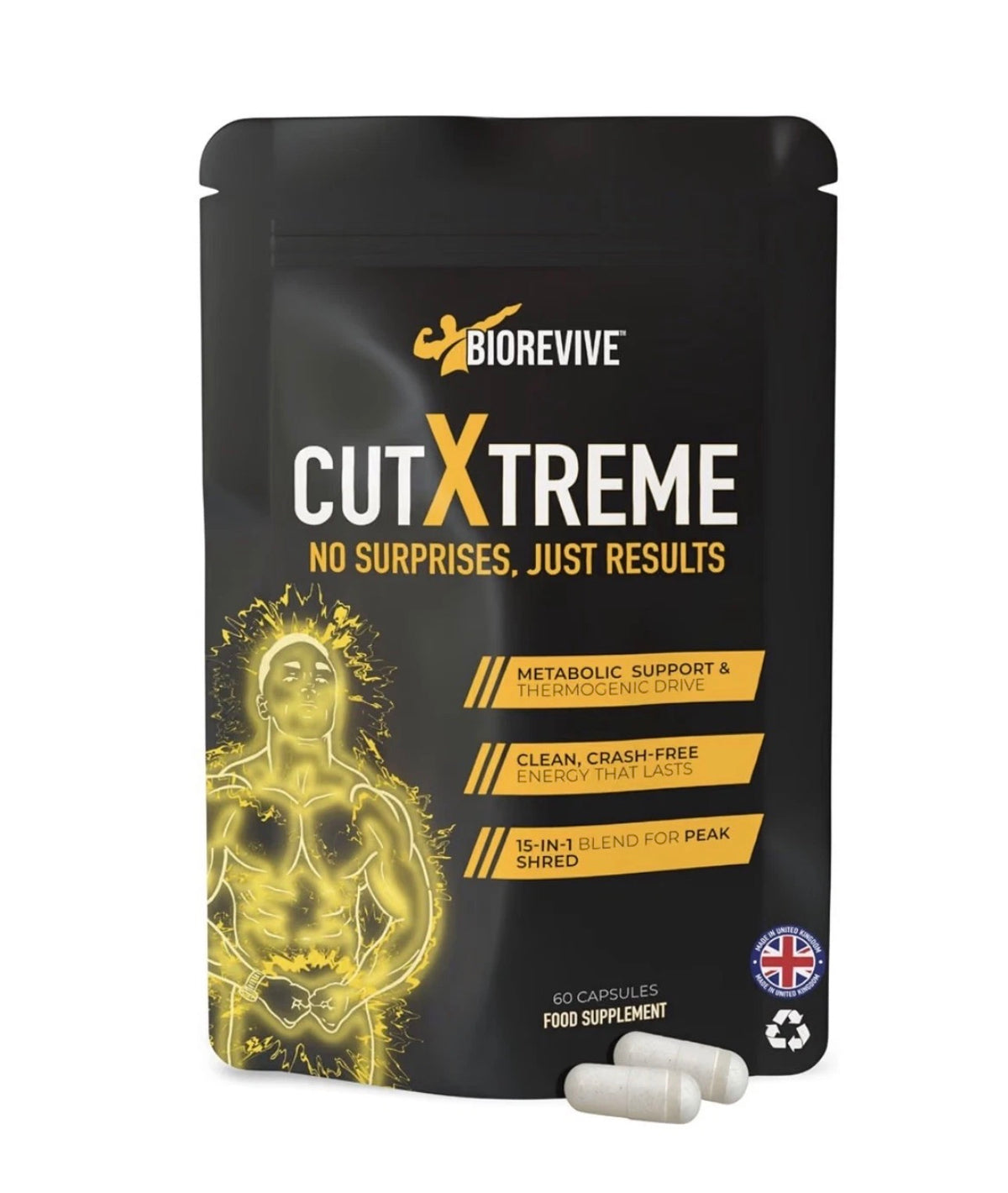 BioRevive Cut Xtreme Fitness Supplement – Energy, Focus & Wellness Support | L-Carnitine, Green Tea, B Vitamins & Caffeine